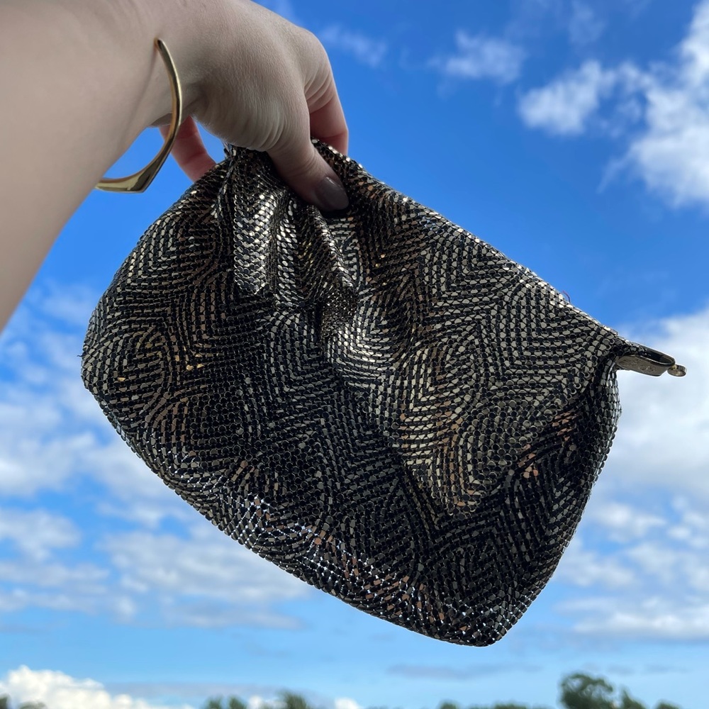 Vintage Chain Mesh Clutch Flap-Over Evening Bag - Picture 1 of 6